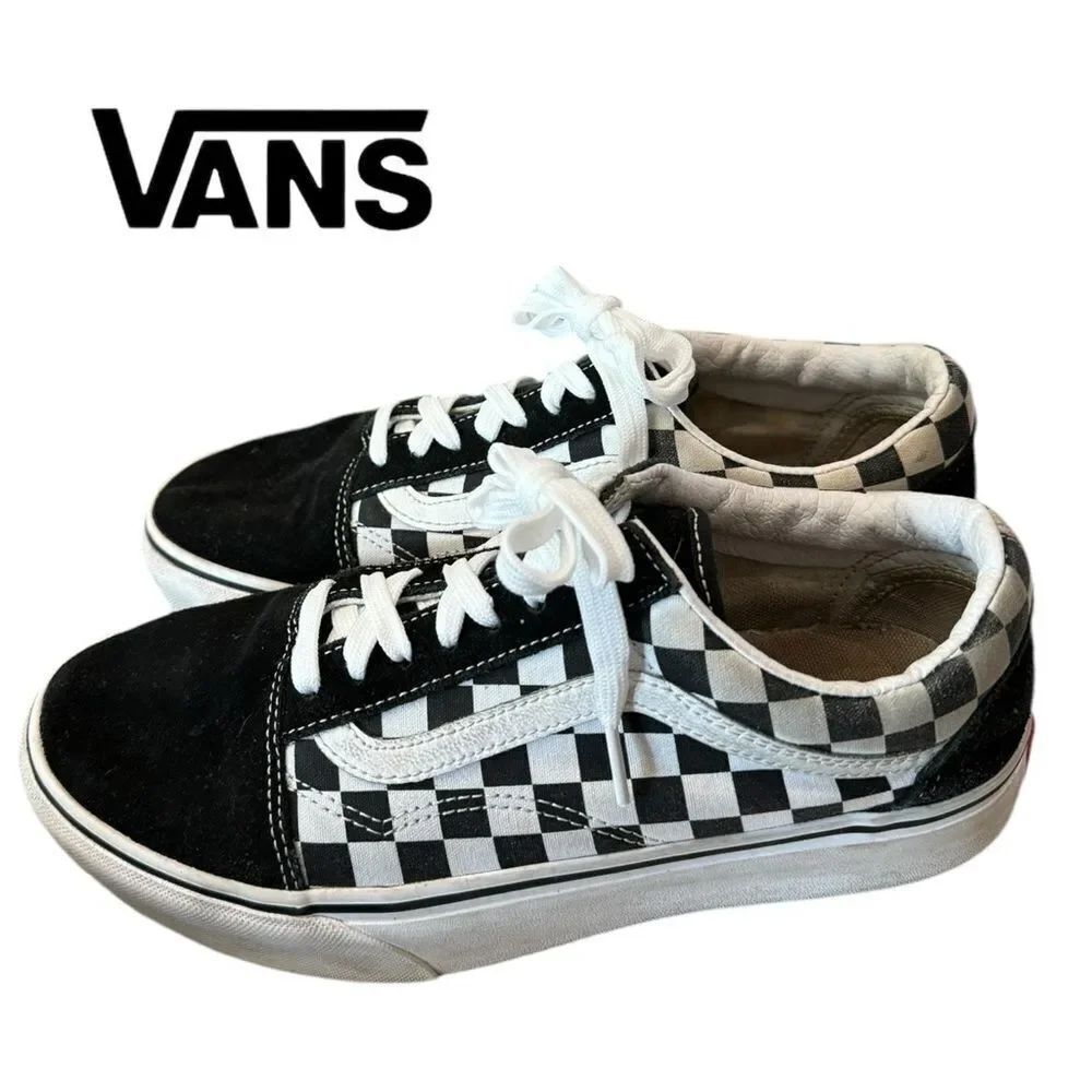 Vans Women's Men's Black White Checkerboard Platform Sneakers 9
